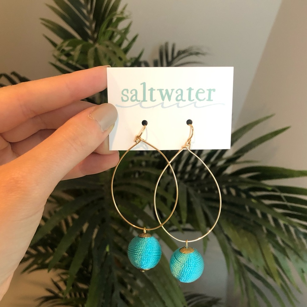 Saltwater Delicate Teal Drop Earrings